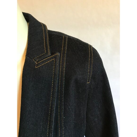 Elie Tahari Dark Wash Denim Blazer W/ Hook & Eye Closure, Size 6 (US) - Picture 4 of 12